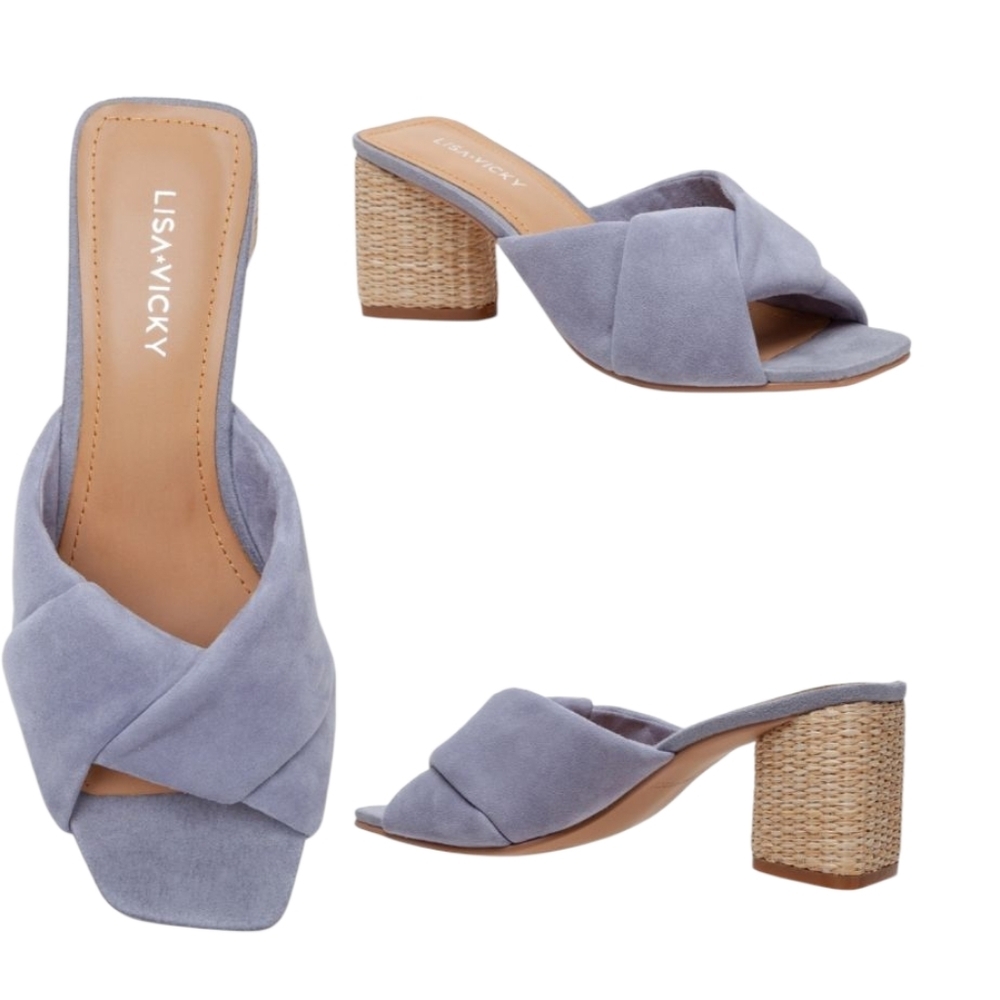 Lisa Vicky Impress Lavender Suede Slip On Block Heel Mule Sandal NIB Size 7.5 - Picture 2 of 8